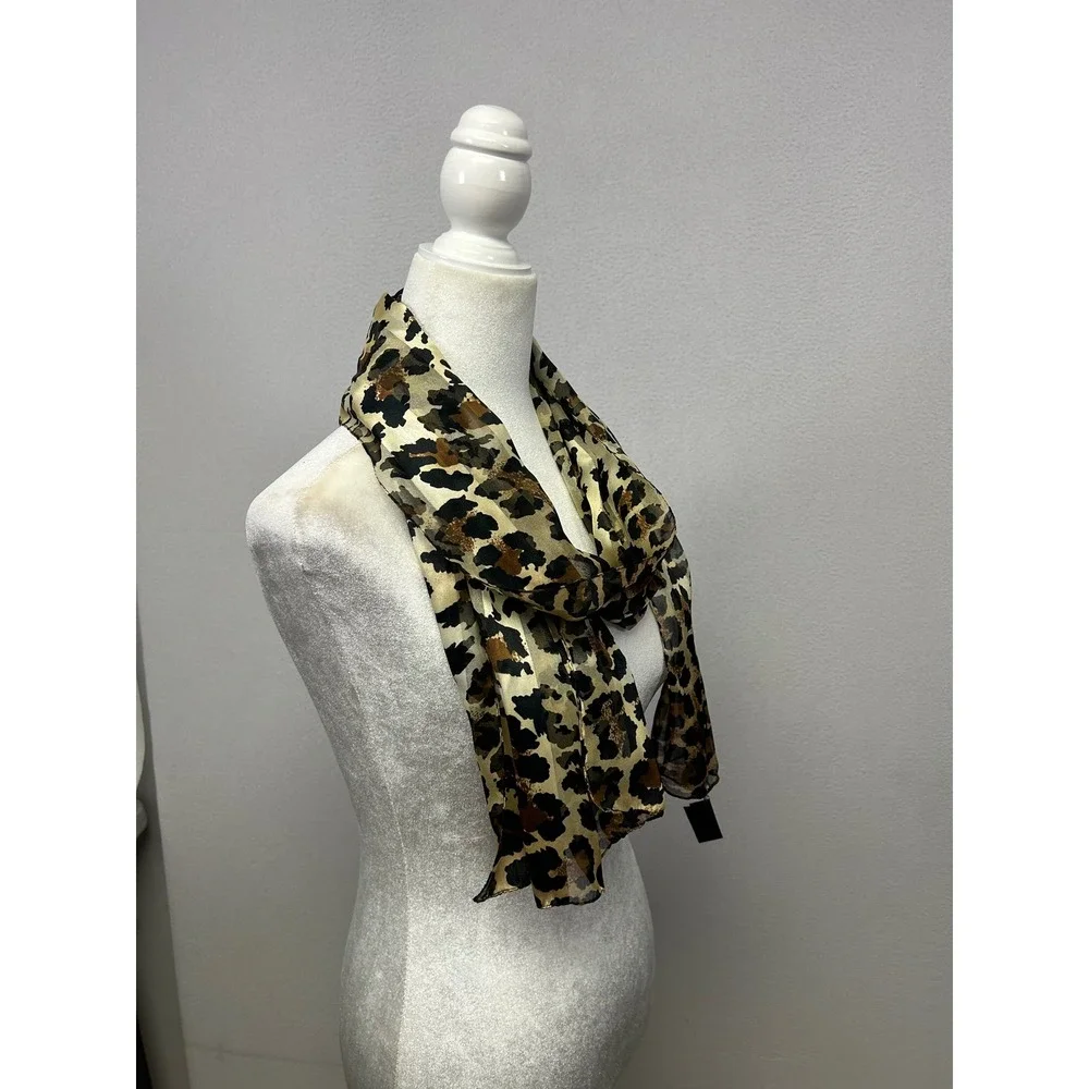 Mob Wife Glam Lane Bryant Accents Womens OS Brown Leopard Print Sheer Scarf